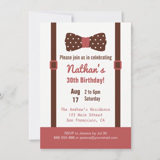 Hipster Gentleman Mannen Birthday Party Kaart (Achterkant)