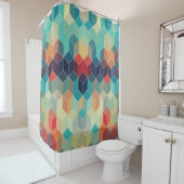 Hipster geometrische blokjes: retro mozaïek achter douchegordijn (In situ)