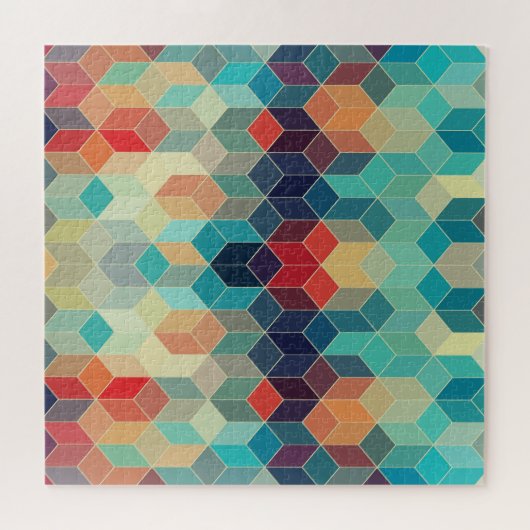 Hipster geometrische blokjes: retro mozaïek achter legpuzzel (Horizontaal)