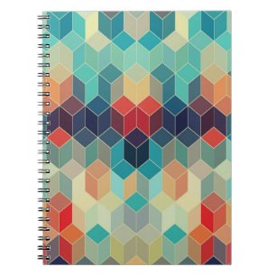 Hipster geometrische blokjes: retro mozaïek achter notitieboek