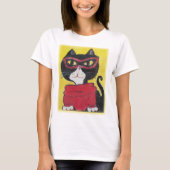 Hipster geschilderde coltrui kat t-shirt (Voorkant)