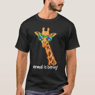 Hipster Giraffe Bril Normaal Is Saai Autisme Bewus T-shirt