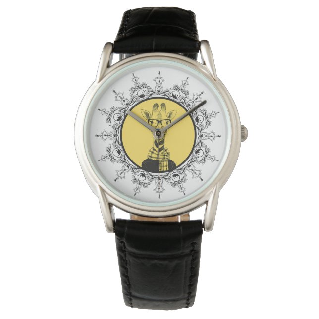 Hipster Giraffe Cute Horloge (Voorkant)