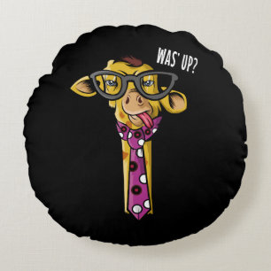Hipster Giraffe Funny African Animal met bril Rond Kussen