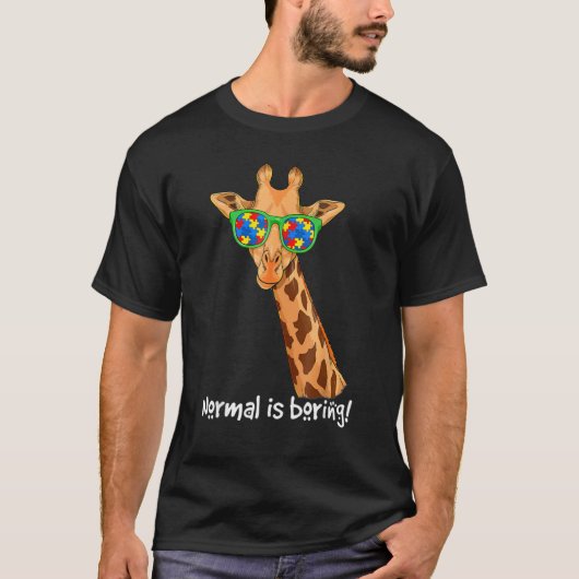 Hipster Giraffe Glasses Normal is autisme Aw T-shirt (Voorkant)