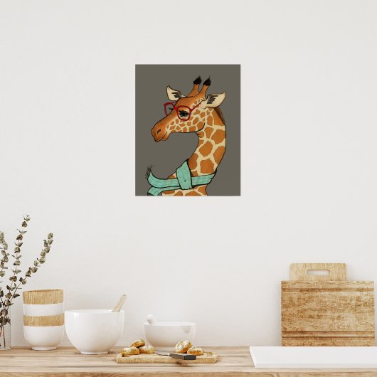 Hipster Giraffe Poster (Keuken)