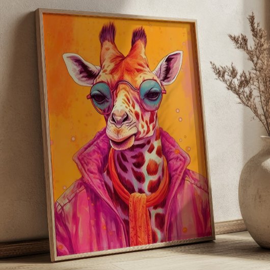 Hipster Giraffe Poster