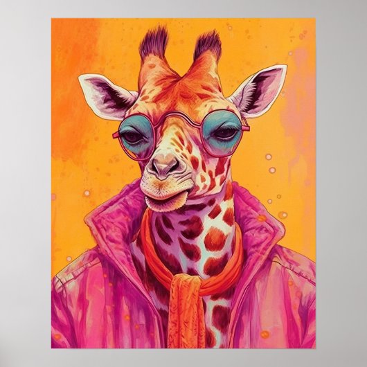 Hipster Giraffe Poster (Voorkant)