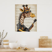Hipster Giraffe Poster - Rockstar Dier Wandraart (Keuken)