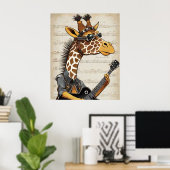 Hipster Giraffe Poster - Rockstar Dier Wandraart (Thuiskantoor)