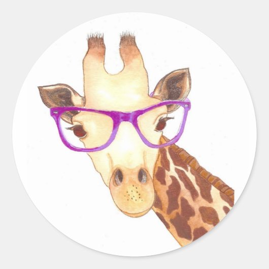 Hipster Giraffe Sticker (Voorkant)