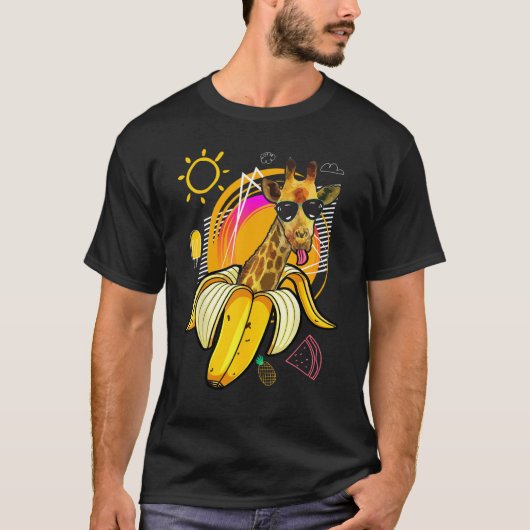 Hipster Giraffe with Banana and Sunglasses  summer T-shirt (Voorkant)