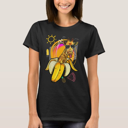 Hipster Giraffe with Banana and Sunglasses  summer T-shirt (Voorkant)