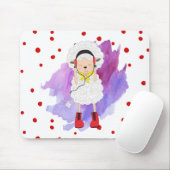 Hipster Girl Lamb met rode laarzen Muismat (Met muis)