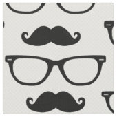 Hipster Glasses and Mustache Fabric Stof (Close Up)