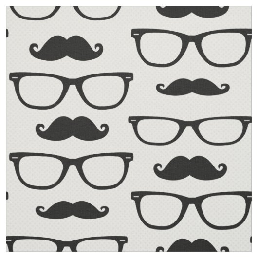 Hipster Glasses and Mustache Fabric Stof (Swatch)