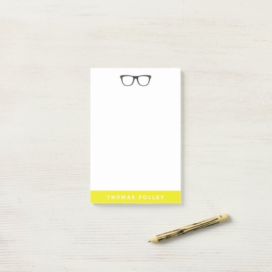 Hipster Glasses en Neon Yellow Post-it® Notes (Op bureau)