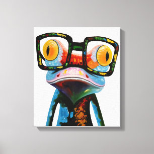 Hipster Glasses Frog Canvas Afdruk