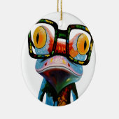 Hipster Glasses Frog Keramisch Ornament (Rechts)