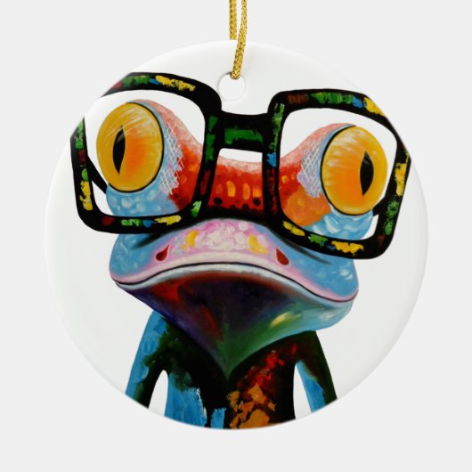 Hipster Glasses Frog Keramisch Ornament (Voorkant)