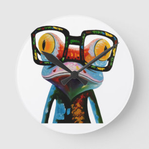 Hipster Glasses Frog Ronde Klok