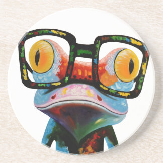 Hipster Glasses Frog Zandsteen Onderzetter