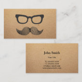Hipster Glasses & Mustache Rustic Kraft Contactkaartje (Voorkant / Achterkant)