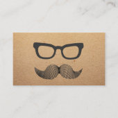 Hipster Glasses & Mustache Rustic Kraft Contactkaartje (Voorkant)