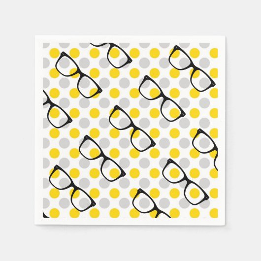 Hipster Glasses Polka Dot Paper Napkins Servetten (Voorkant)