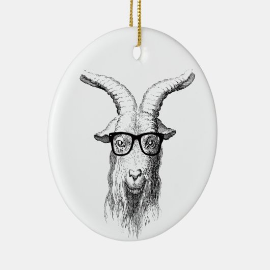 Hipster Goat Keramisch Ornament (Rechts)