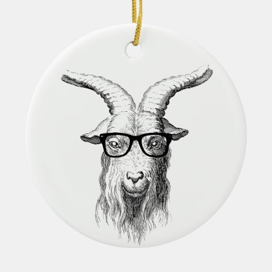Hipster Goat Keramisch Ornament (Voorkant)