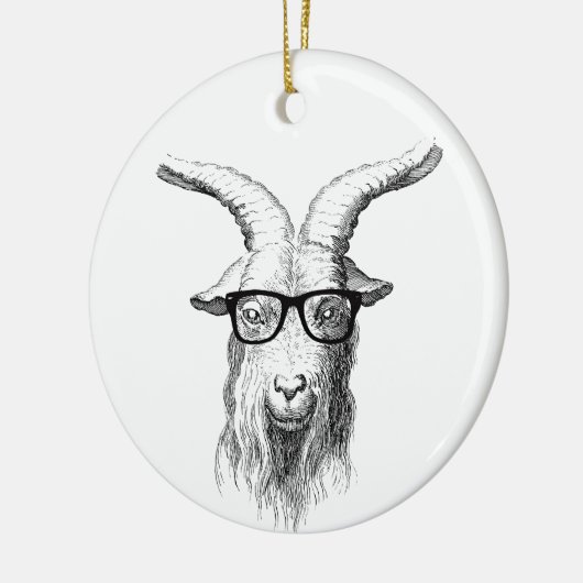 Hipster Goat Keramisch Ornament (Links)