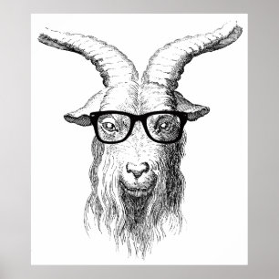 Hipster Goat Poster