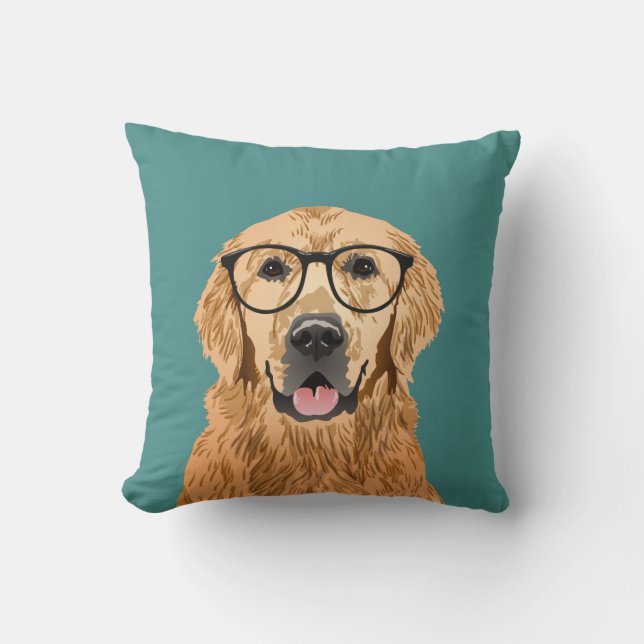 Hipster Golden Retriever Kussen (Voorkant)