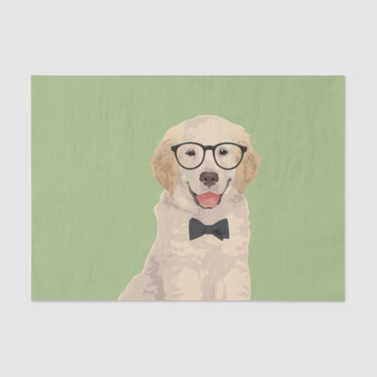 Hipster Golden Retriever Puppy Tissue Paper Tissuepapier (Voorkant)