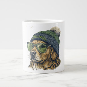 Hipster Golden Retriever Seattle Muts & Bril  Grote Koffiekop