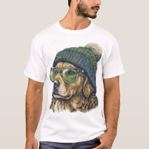Hipster Golden Retriever Seattle Muts & Bril T-shirt