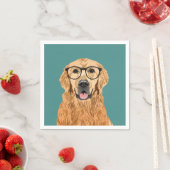 Hipster Golden Retriever Verjaardagspapier Servet (Insitu)