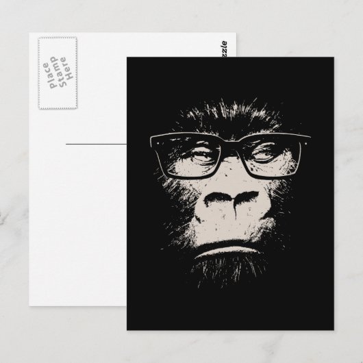 Hipster Gorilla met bril Briefkaart (Voorkant / Achterkant)