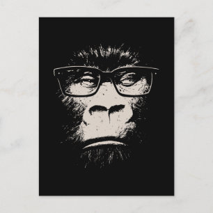 Hipster Gorilla met bril Briefkaart