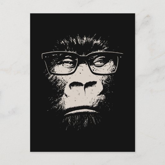 Hipster Gorilla met bril Briefkaart (Voorkant)