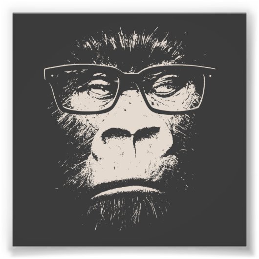 Hipster Gorilla met bril Foto Afdruk (Voorkant)