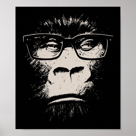 Hipster Gorilla met bril Poster (Voorkant)