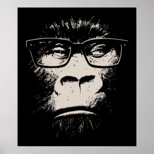 Hipster Gorilla met bril Poster