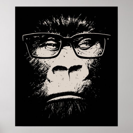 Hipster Gorilla met bril Poster (Voorkant)