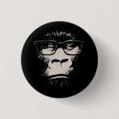Hipster Gorilla met bril Ronde Button 3,2 Cm (Voorkant)