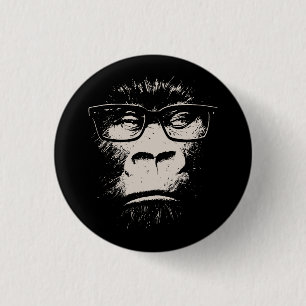 Hipster Gorilla met bril Ronde Button 3,2 Cm