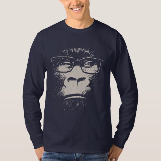 Hipster Gorilla met bril T-shirt (Voorkant)