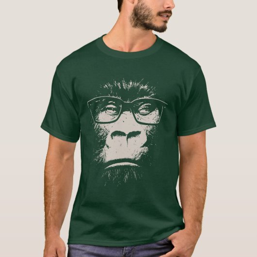 Hipster Gorilla met bril T-shirt (Voorkant)