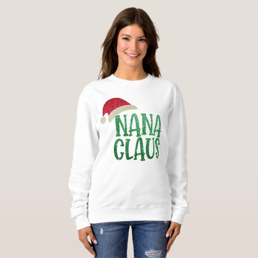 Hipster Grandma Nana Santa Clause Funny Kerstmis Trui (Voorkant volledig)